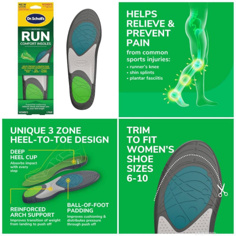 Dr.Scholl's Insoles แผ่นเสริมรองเท้า พื้นรองเท้าด้านใน ดูแลเท้า