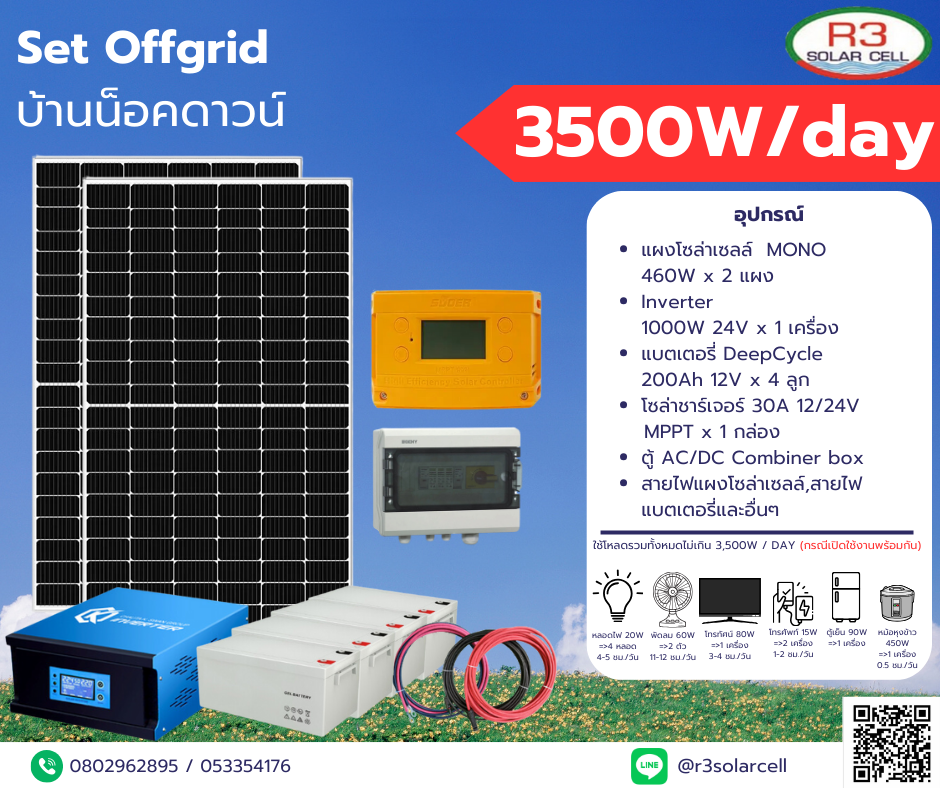 Set off grid บ้านน็อคดาวน์ ขนาด 3,500W /วัน
