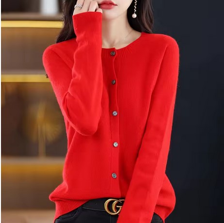 Knit Sweater Crewneck Cardigan Coat Autumn And Winter New Middle-Aged And Elderly Women's Fashion