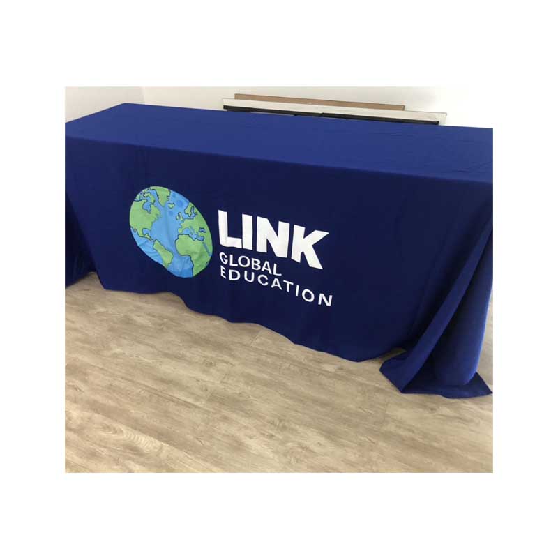ผ้าคลุมโต๊ะแบบปล่อยชาย Size 1.8 เมตร พร้อมสกรีนโลโก้