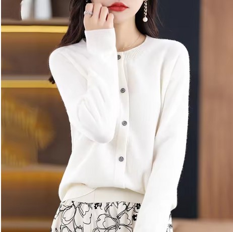 Knit Sweater Crewneck Cardigan Coat Autumn And Winter New Middle-Aged And Elderly Women's Fashion