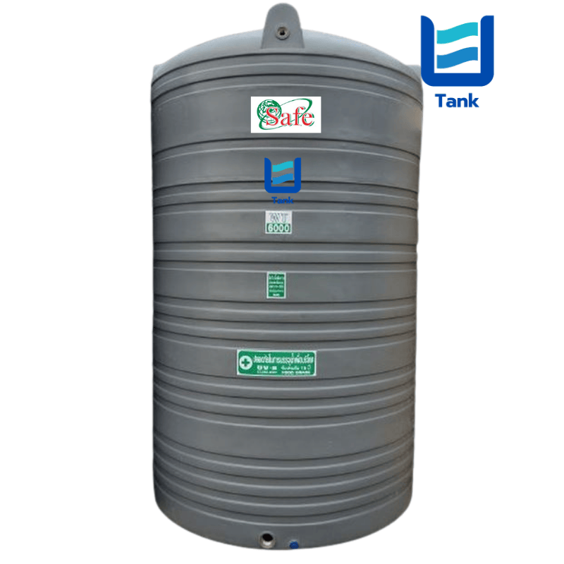 SAFE ถังเก็บน้ำ PE 6000 ลิตร สีเรียบมาตรฐาน รุ่น WT6000 มี 4 สี : ครีม,ขาว,น้ำเงิน,เทา
