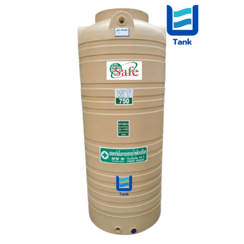 SAFE ถังเก็บน้ำ PE 750 ลิตร สีเรียบมาตรฐาน รุ่น WT750 มี 4 สี : ครีม,ขาว,น้ำเงิน,เทา