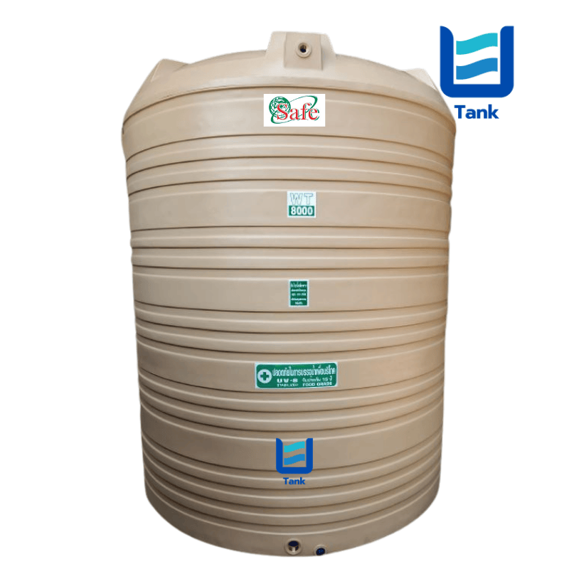 SAFE ถังเก็บน้ำ PE 8000 ลิตร สีเรียบมาตรฐาน รุ่น WT8000 มี 4 สี : ครีม,ขาว,น้ำเงิน,เทา