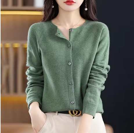 Knit Sweater Crewneck Cardigan Coat Autumn And Winter New Middle-Aged And Elderly Women's Fashion
