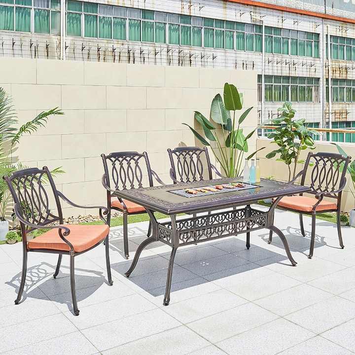 High end bistro cast aluminum chair metal dining leisure outdoor garden furniture