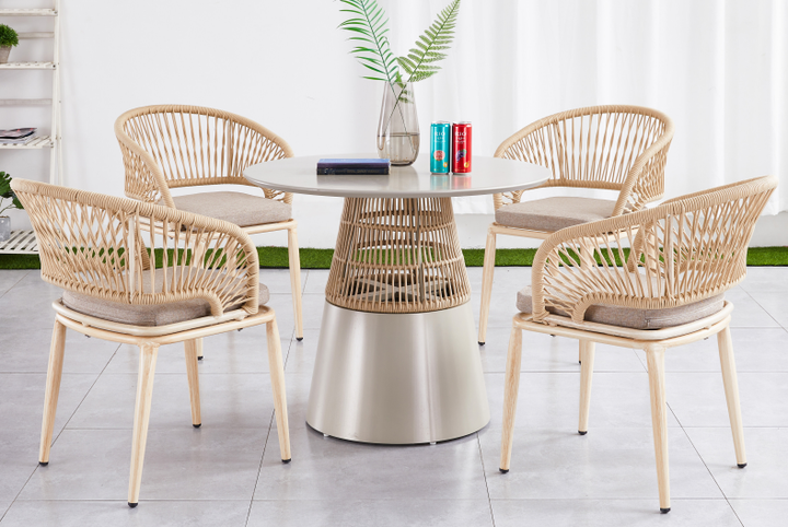 aluminum alloy new design restaurant coffee metal comfortable rope chair outdoor and indoor furniture hotel dining chair