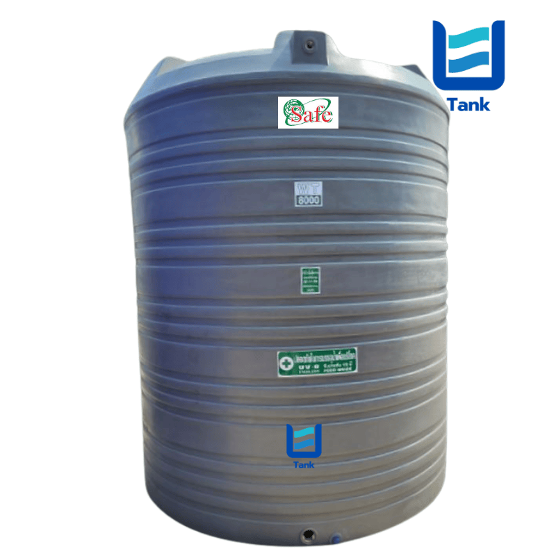 SAFE ถังเก็บน้ำ PE 8000 ลิตร สีเรียบมาตรฐาน รุ่น WT8000 มี 4 สี : ครีม,ขาว,น้ำเงิน,เทา