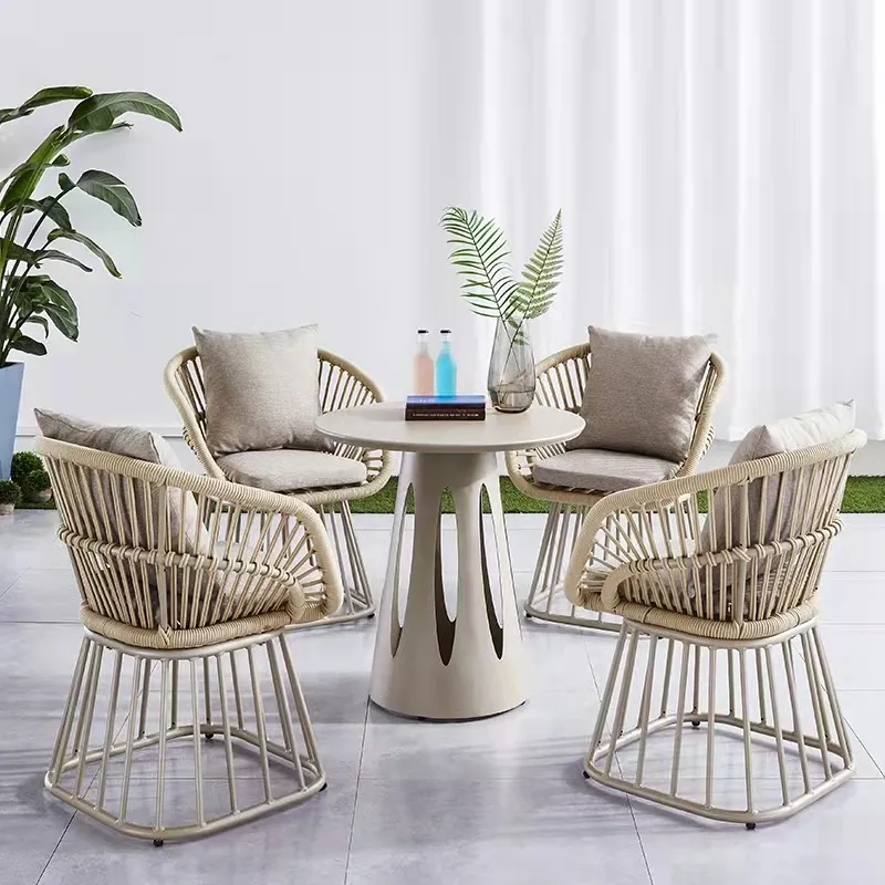 Rope garden chairs balcony furniture outdoor furniture set dining table and chairs courtyard garden patio furniture