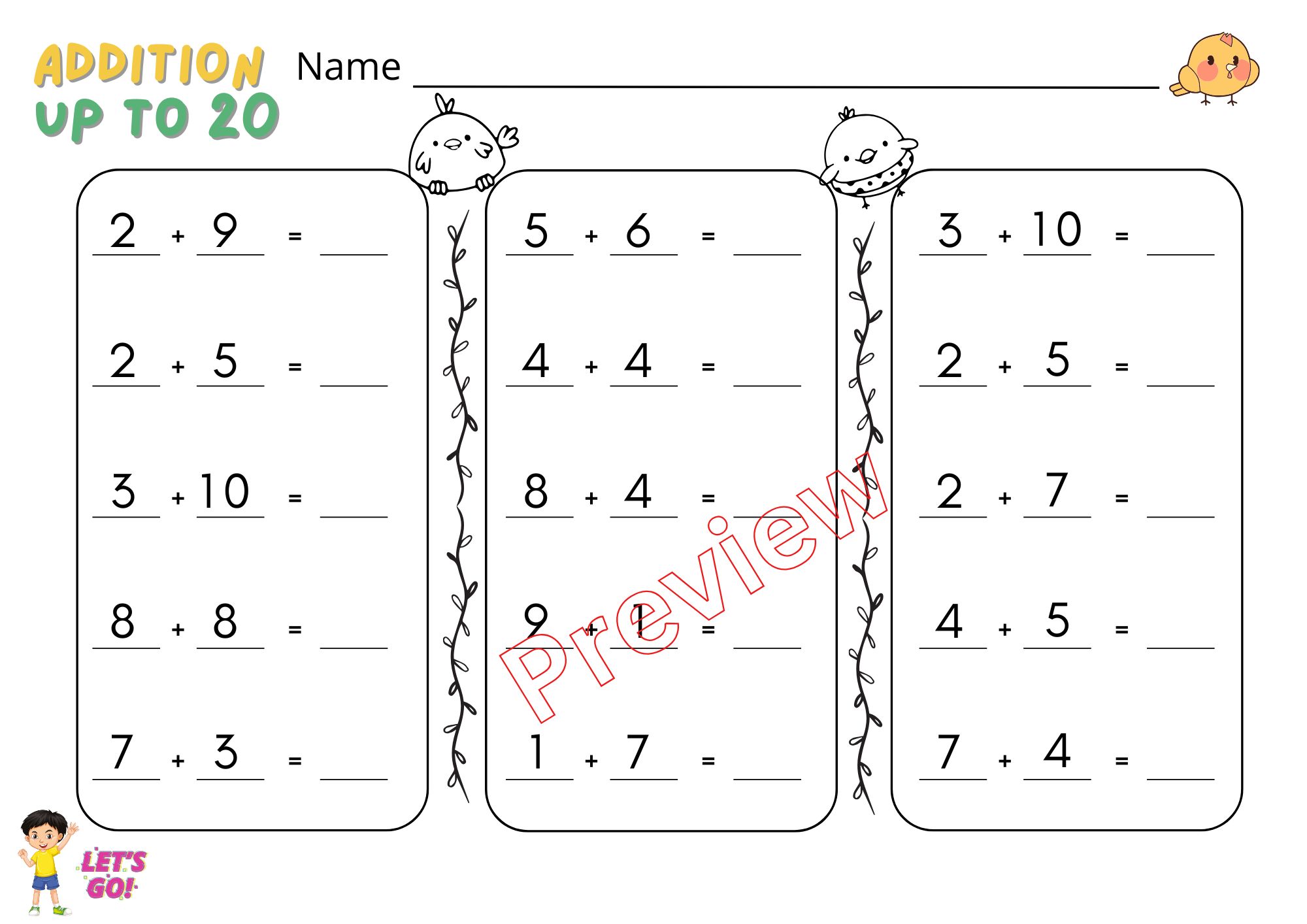 🍀ไฟล์ ใบงาน แบบฝึกนับตัวเลขระบายสี และการบวกเลขผลลัพธ์ไม่เกิน 20 สำหรับเด็กระดับ เตรียมอนุบาล - อนุบาล 3🍀