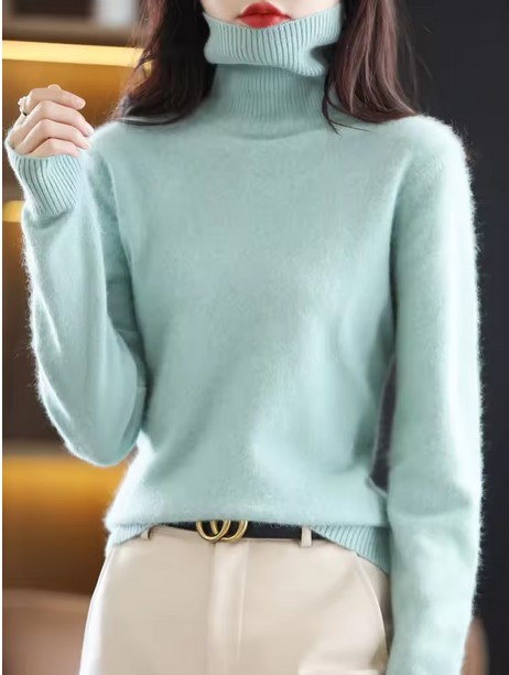 Women Sweater Turtleneck Knitted Pullovers Slim Soft Warm Female Long Sleeve