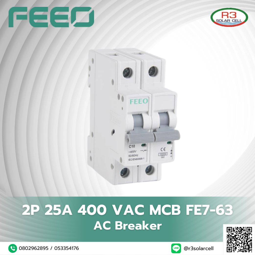 FEEO AC Breaker 2P 25A 400 VAC MCB FE7-63