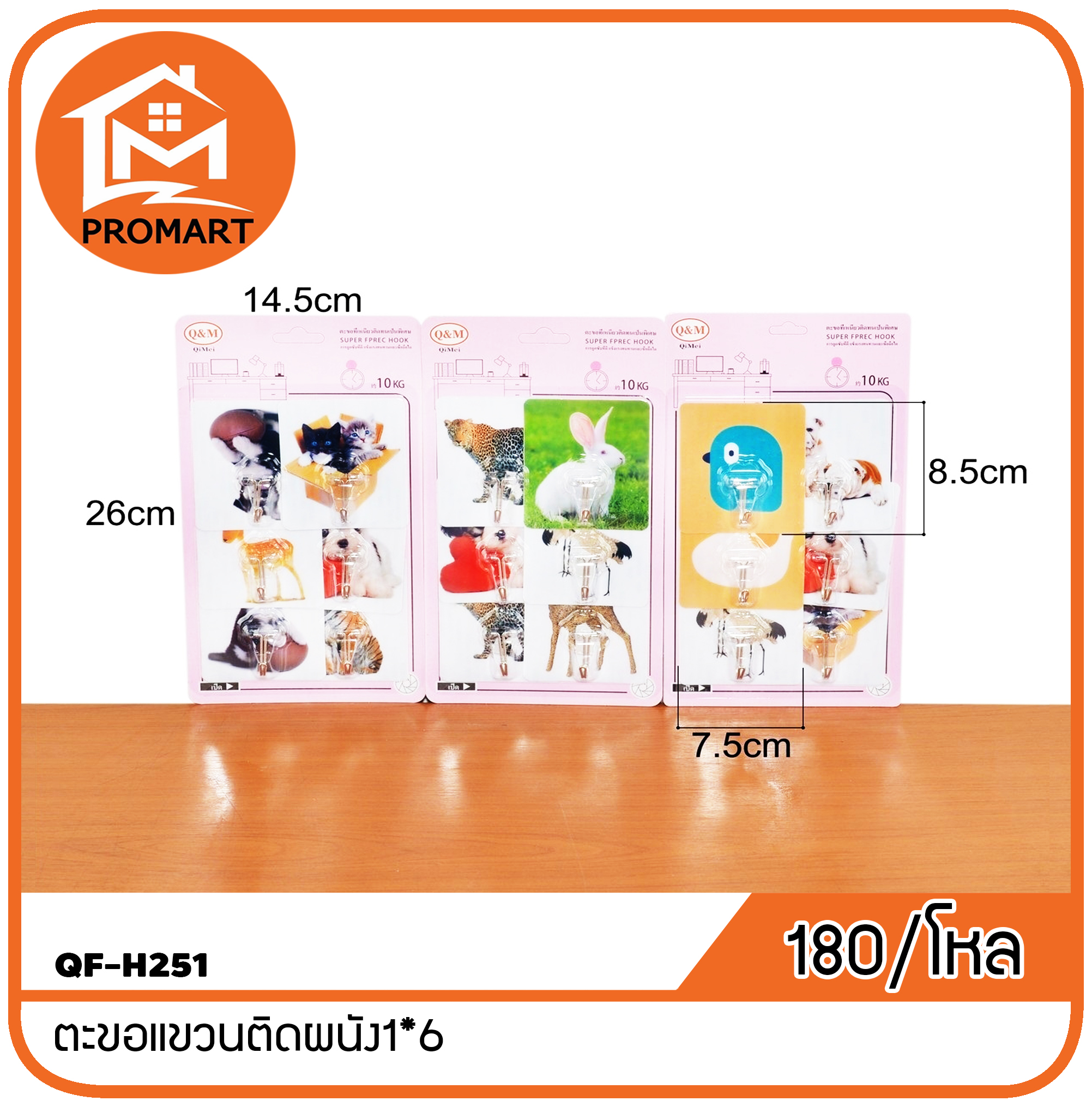 QF-H251 ตะขอแขวนติดผนัง1*6