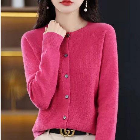 Knit Sweater Crewneck Cardigan Coat Autumn And Winter New Middle-Aged And Elderly Women's Fashion