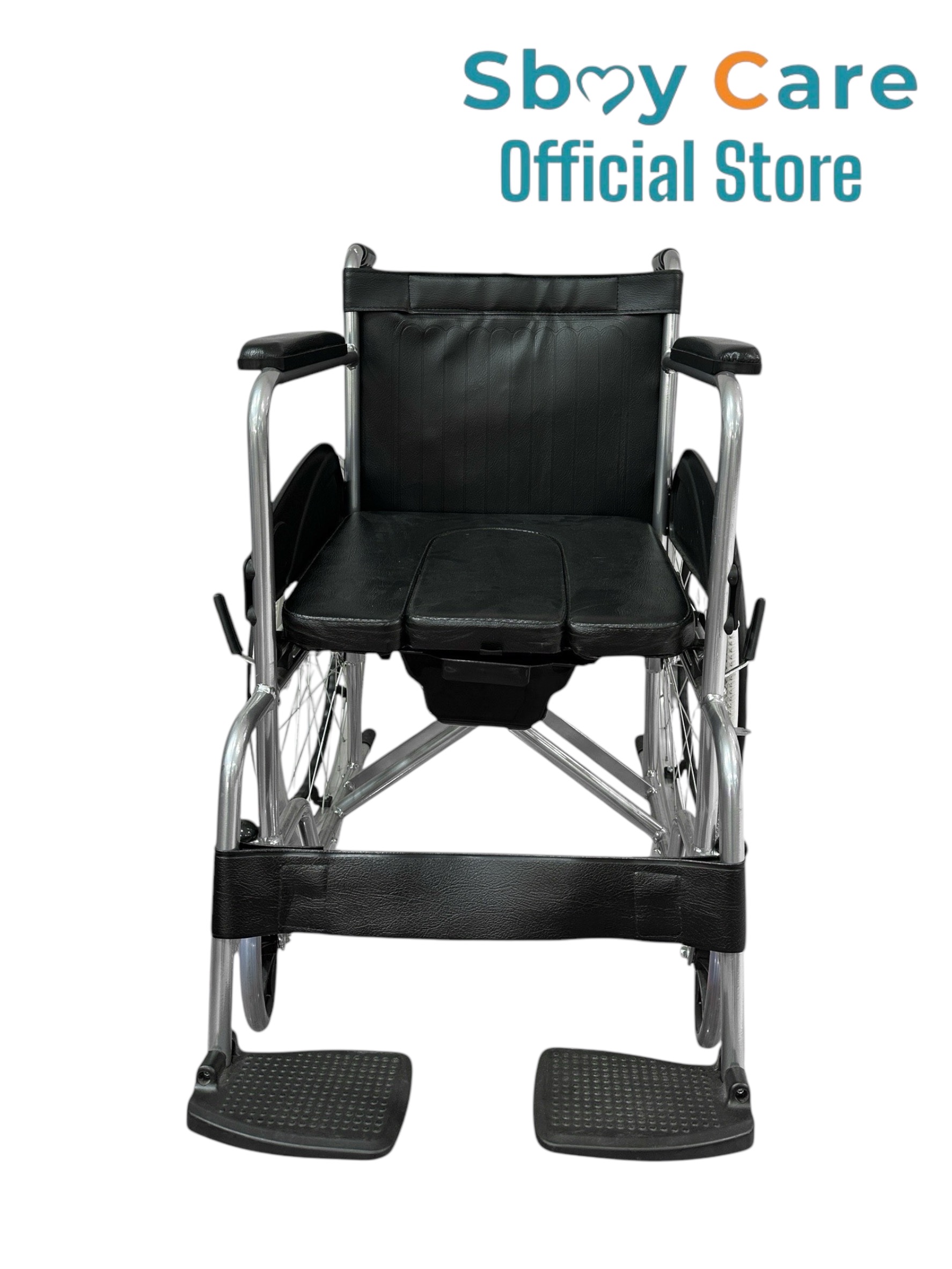 Sbay Care เก้าอี้นั่งถ่ายอลูมิเนียมมีล้อ เบาะหนัง ALK608