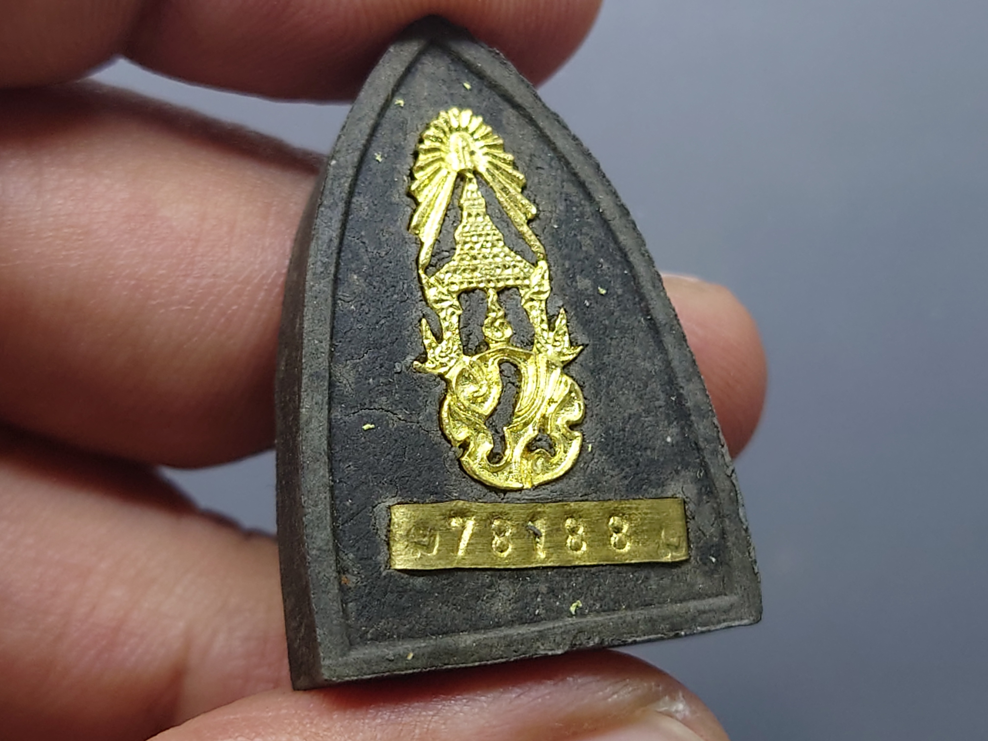 หลวงปู่ทวด ภ.ป.ร. เนื้อว่าน ทรงกลีบบัว (พิมพ์เตารีด) พิธีพุทธาภิเษก ณ พระอุโบสถ วัดพระศรีรัตนศาสดาราม พ.ศ.2547 พร้อมกล่องเดิม