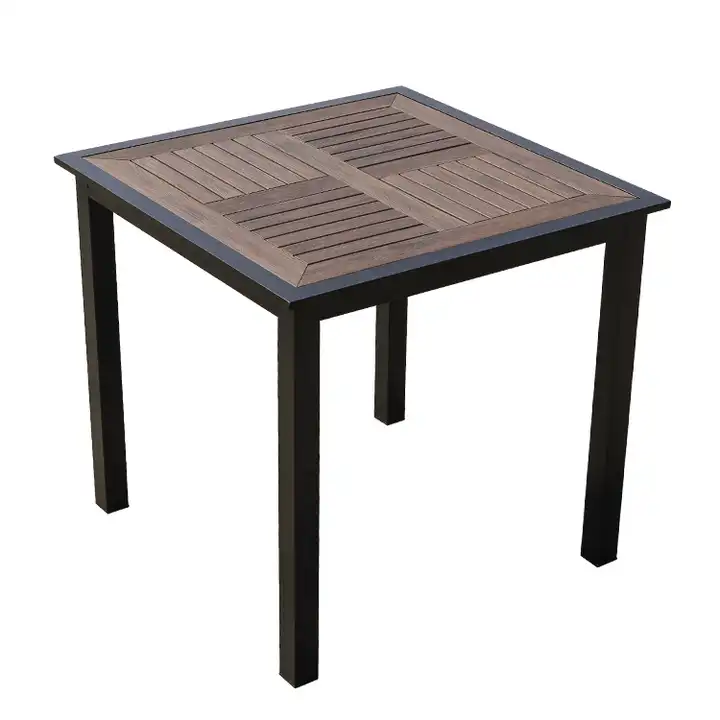 outdoor anti-corrosive aluminium alloy frame plastic wood table for six people garden courtyard