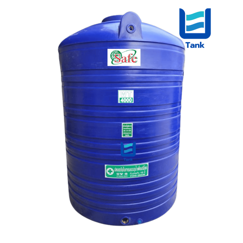 SAFE ถังเก็บน้ำ PE 4000 ลิตร สีเรียบมาตรฐาน รุ่น WT4000 มี 4 สี : ครีม,ขาว,น้ำเงิน,เทา