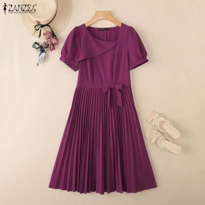 ZANZEA Elegant Puff Sleeve Party Dress