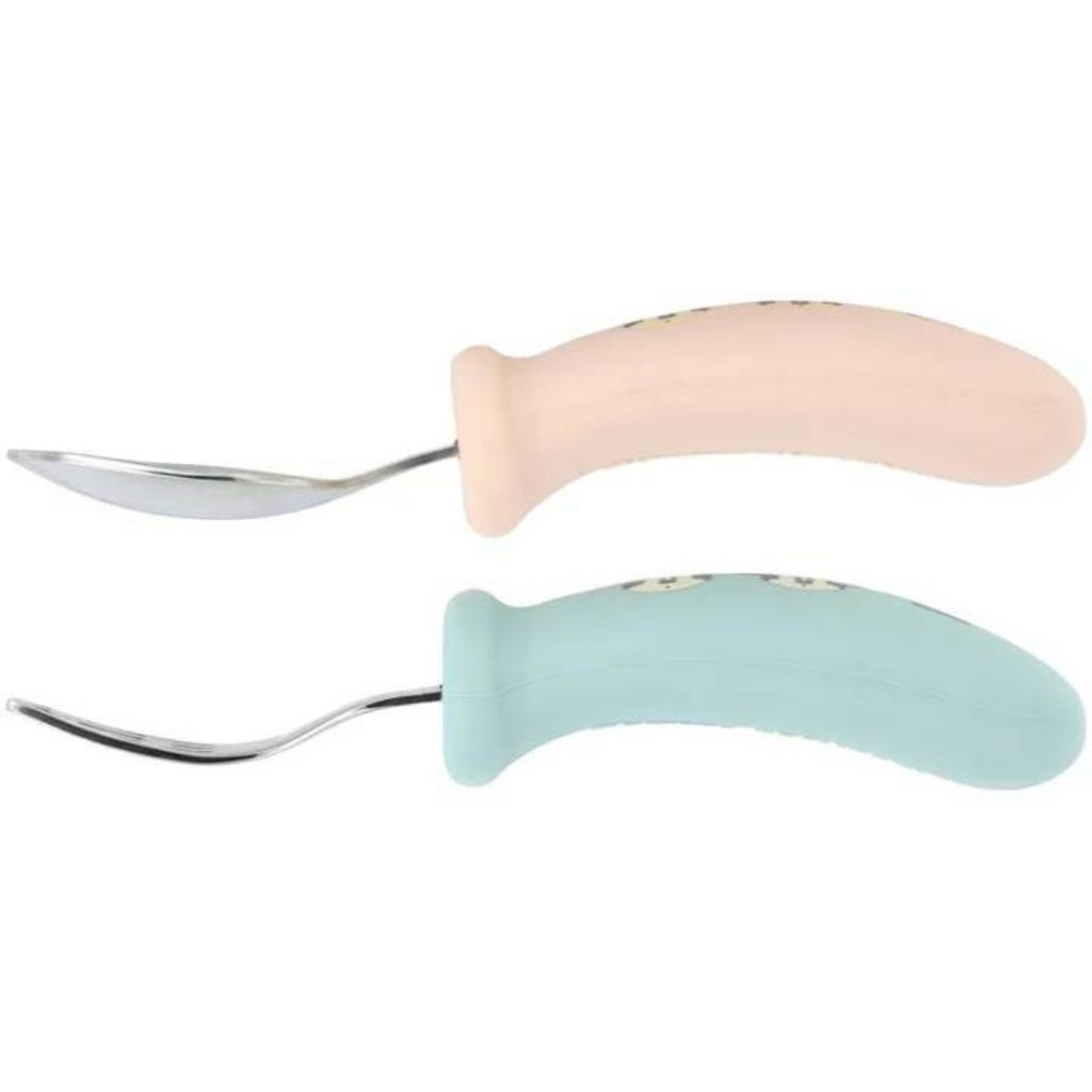 Skater - ชุดช้อนส้อมด้ามจับซิลิโคน Easy-to-Grip Silicone Spoon and Fork Set