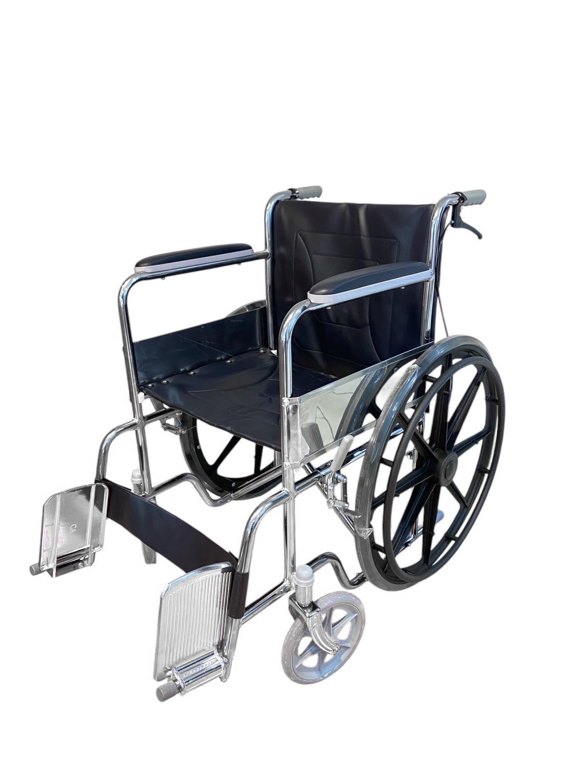 Sbay Care รถเข็นผู้ป่วยเหล็กชุบ มีเบรกมือ ล้อแม็ก CA905BH