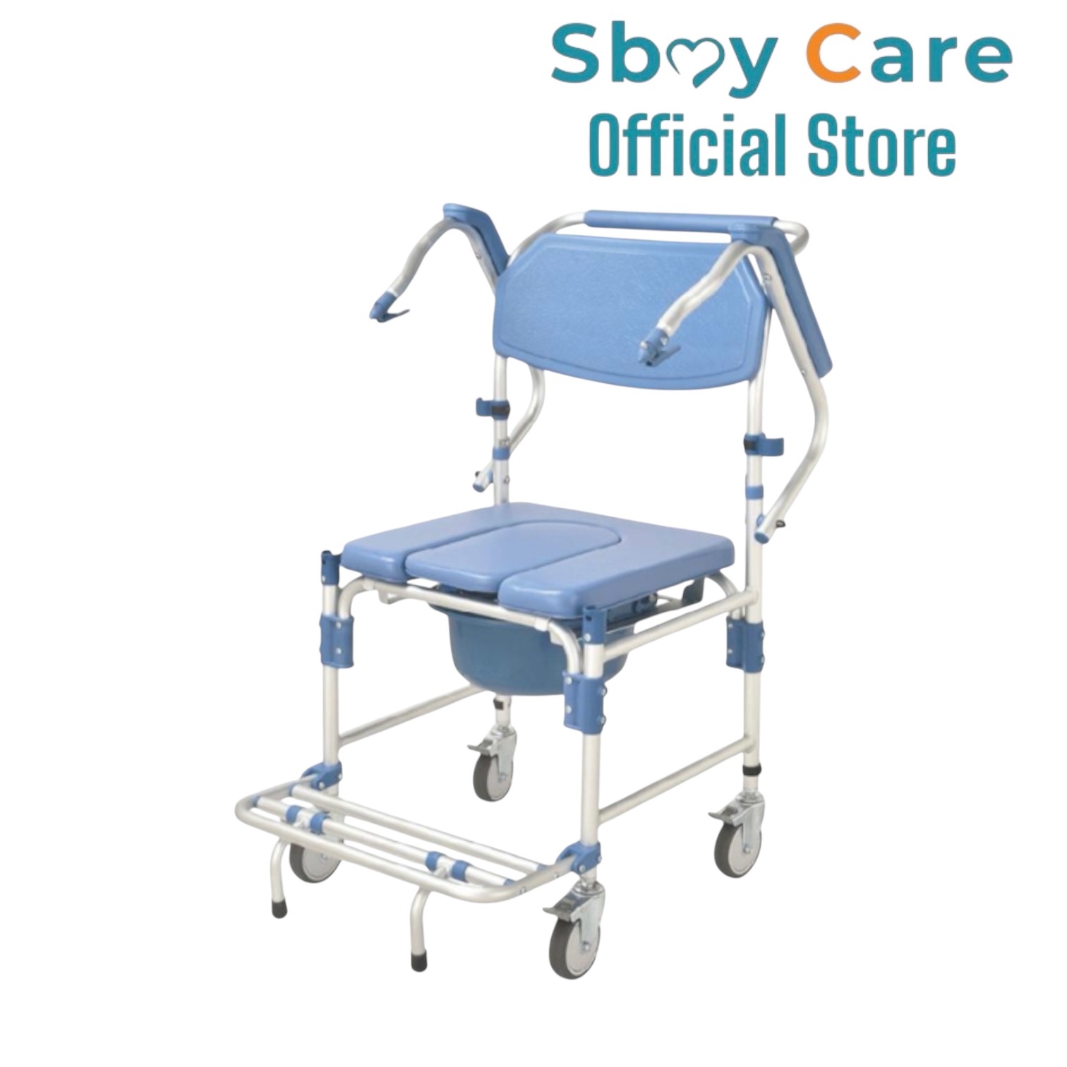 Sbay care เก้าอี้นั่งถ่ายอลูมิเนียมมีล้อ เปิดข้างได้ KDB697B03LY