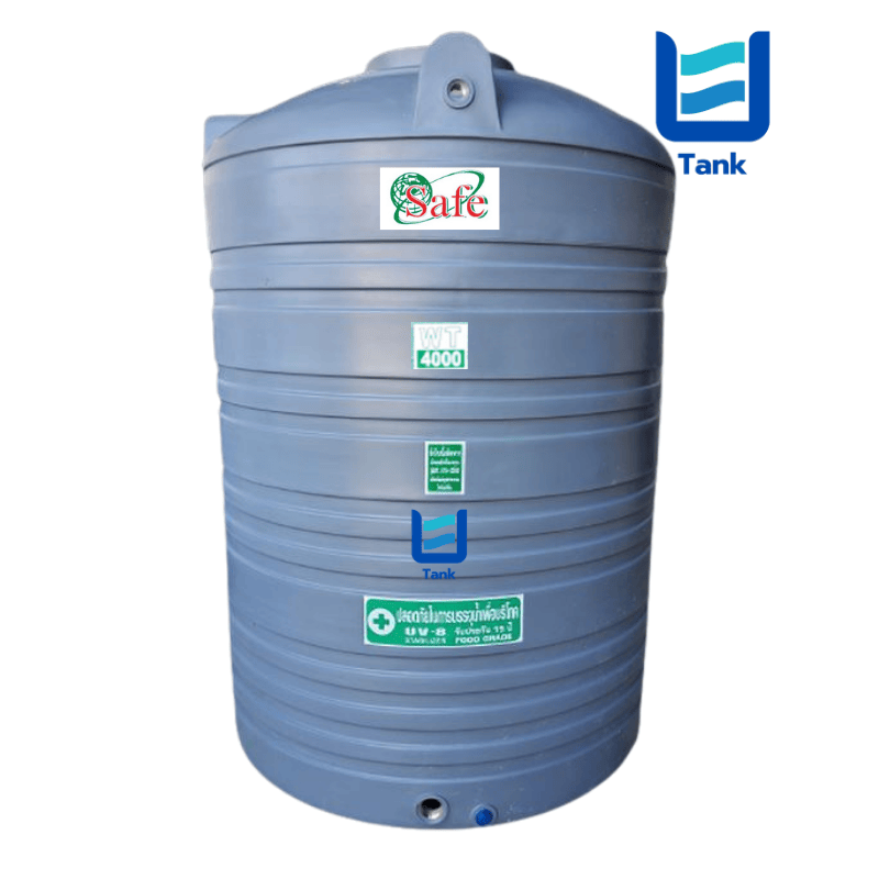 SAFE ถังเก็บน้ำ PE 4000 ลิตร สีเรียบมาตรฐาน รุ่น WT4000 มี 4 สี : ครีม,ขาว,น้ำเงิน,เทา