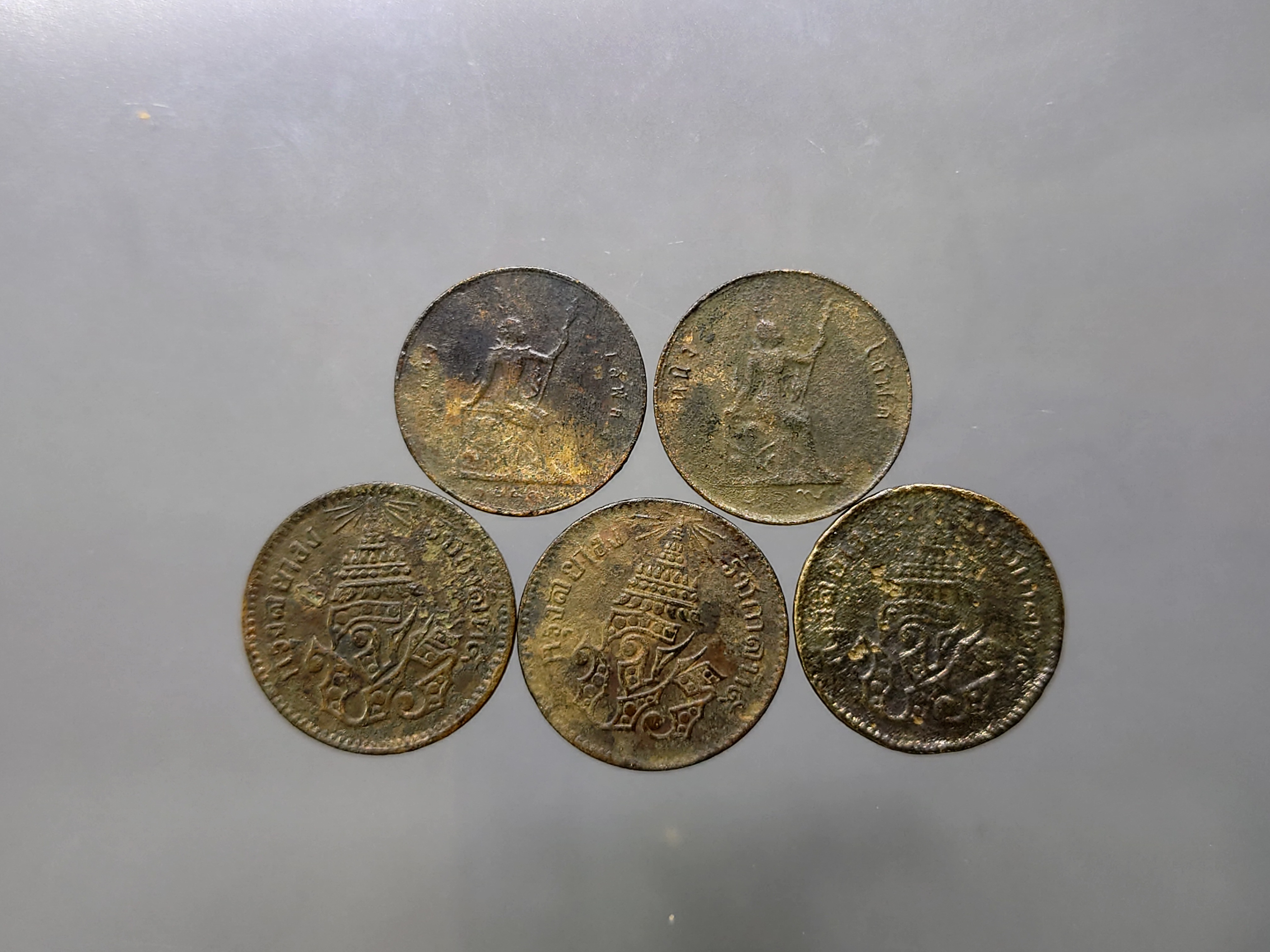 ชุด 5 เหรียญ เหรียญโสฬส ทองแดง พระสยาม.-ช่อชัยพฤกษ์ วินเทส