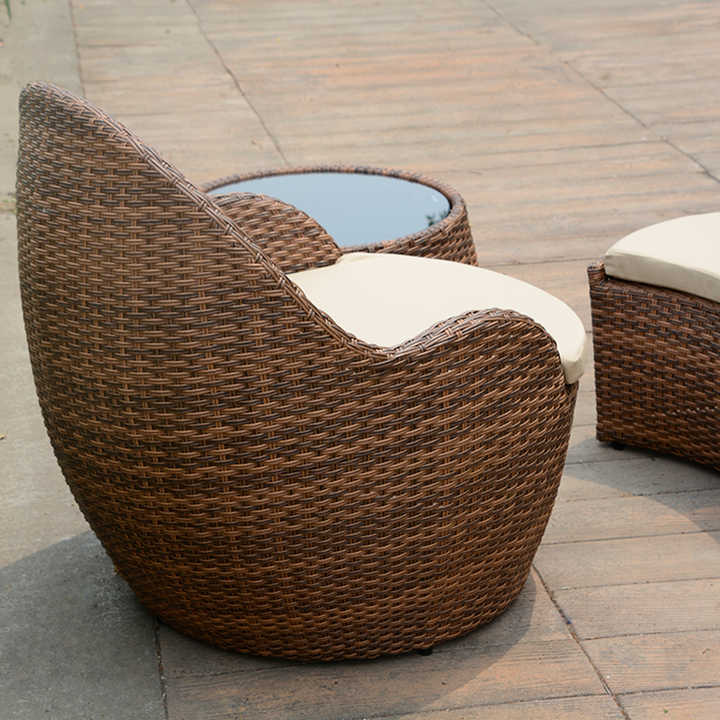 Rattan Outdoor Sofa Set with Glass Top Coffee Table and Cushions Patio furniture sofa set