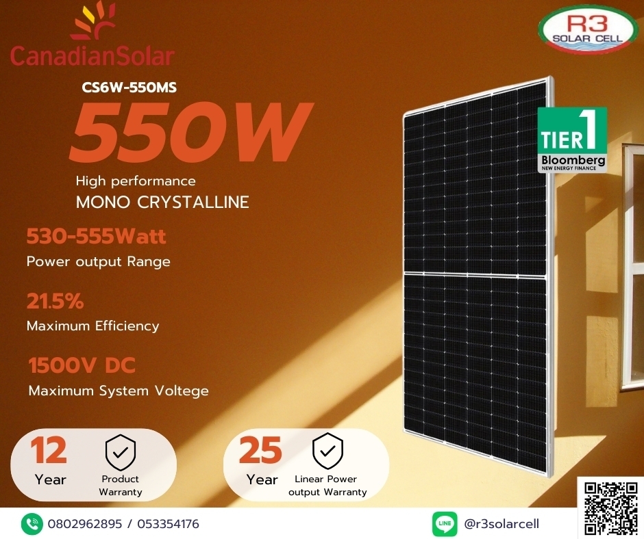 Canadian Solarcell ขนาด 550w