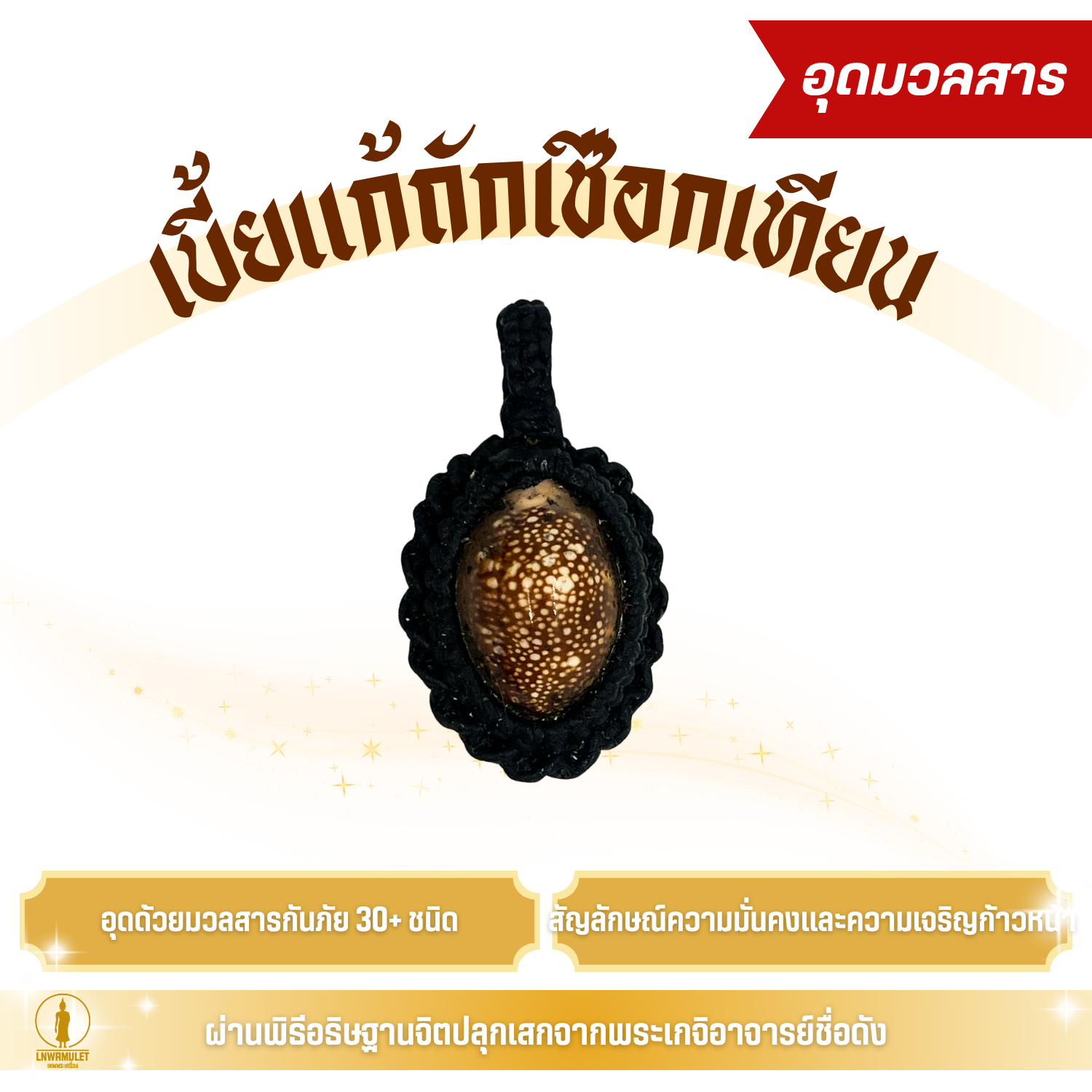 เบี้ยแก้ถักเชือกเทียน อุดมวลสาร ป้องกันภัย แก้คุณไสย