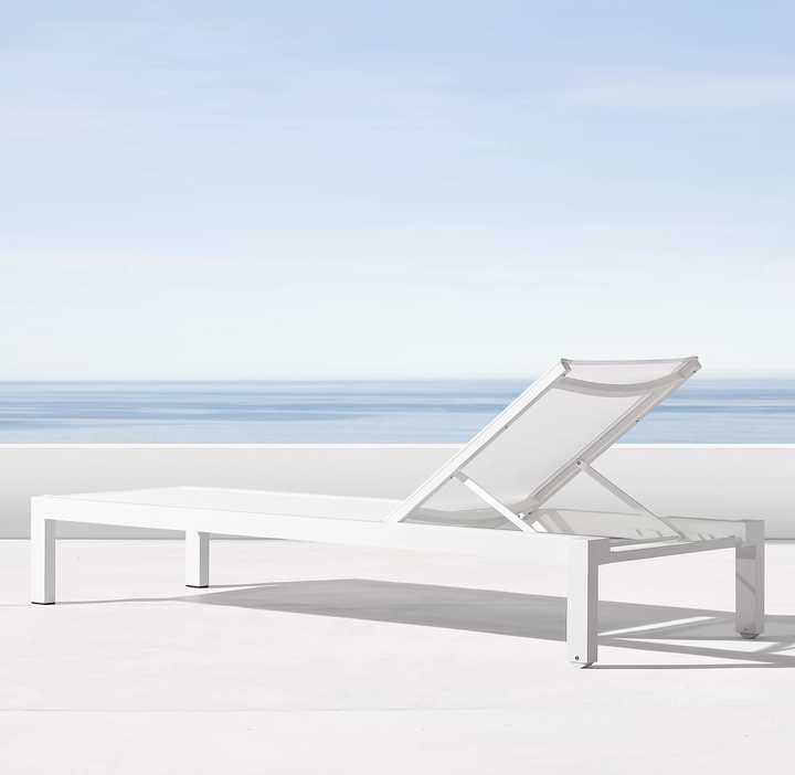 Outdoor Furniture Luxury Patio Aluminium Reclining Sun Lounger White For Hotel Sun Lounger Patio Pool Side