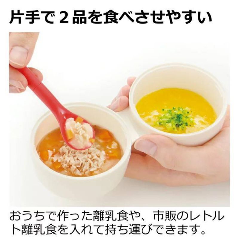 Richell ชุดชามป้อนอาหารสำหรับเด็กเริ่มฝึกหัดทานอาหาร ขนาด 90 ml. X 2 ใบติดกัน