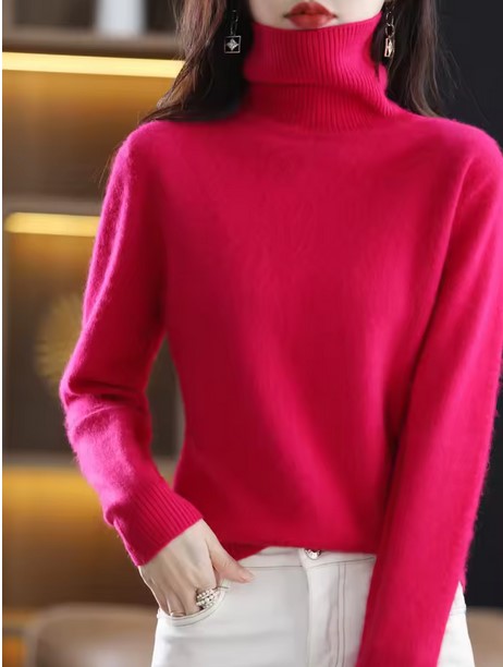 Women Sweater Turtleneck Knitted Pullovers Slim Soft Warm Female Long Sleeve