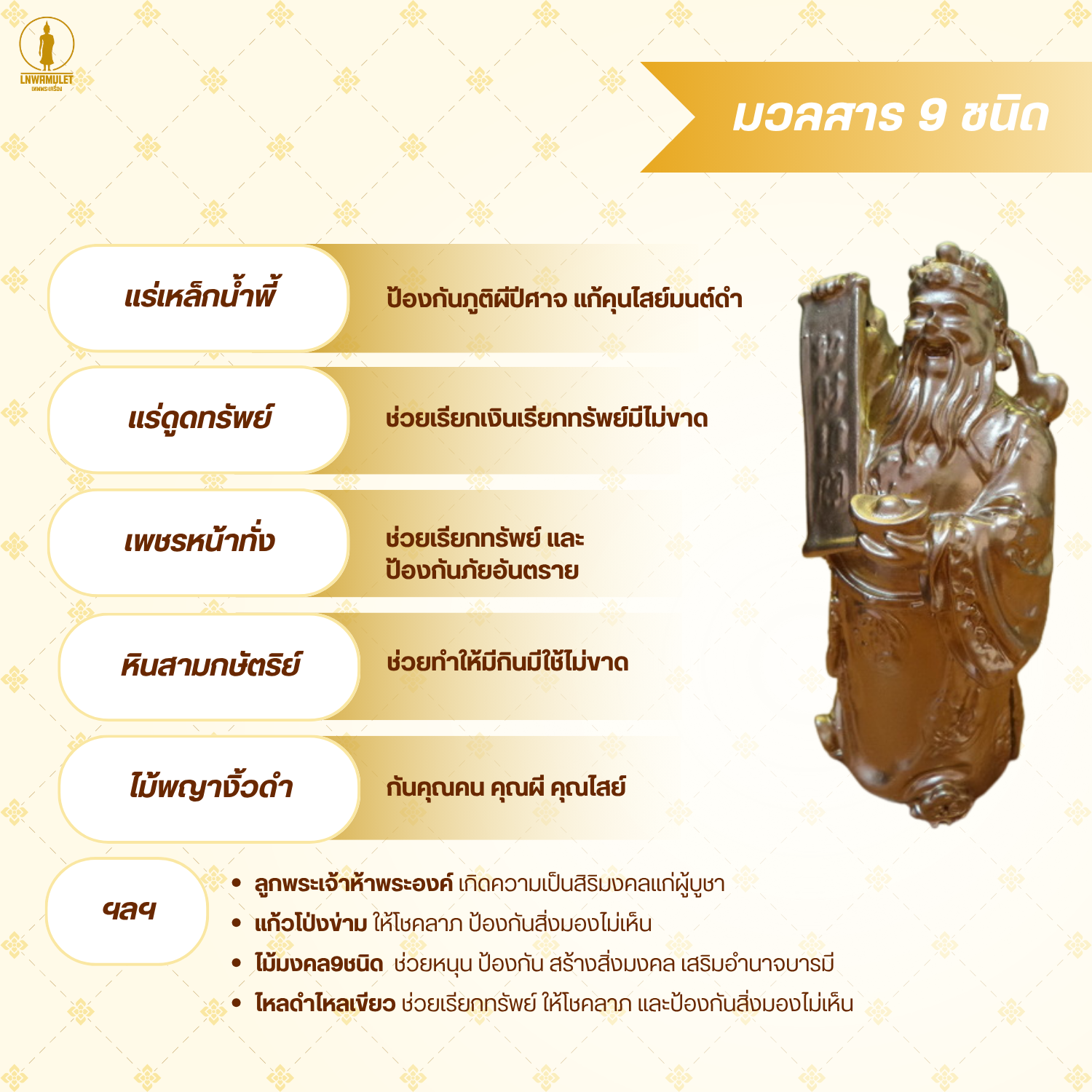 ไฉ่ซิงเอี๊ย เทพเจ้าแห่งโชคลาภ (เนื้อ 9 มวลสารศักดิ์สิทธิ์) เรียกทรัพย์ เสริมดวงการเงิน แบบยืน