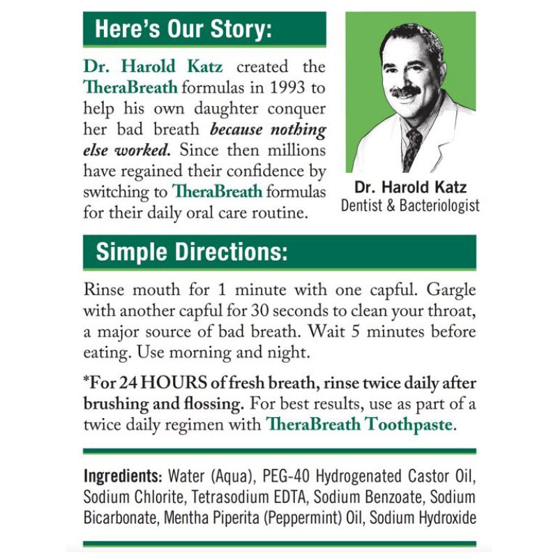 น้ำยาบ้วนปาก TheraBreath Fresh Breath Dentist Formulated Oral Rinse