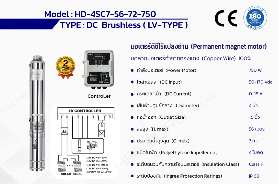 ปั๊มบาดาล 750w 1.5 นิ้ว HANDURO