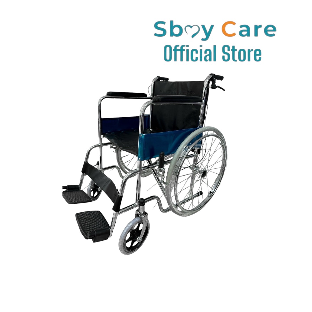 Sbay Care รถเข็นผู้ป่วยเหล็กชุบ มีเบรกมือ FY809