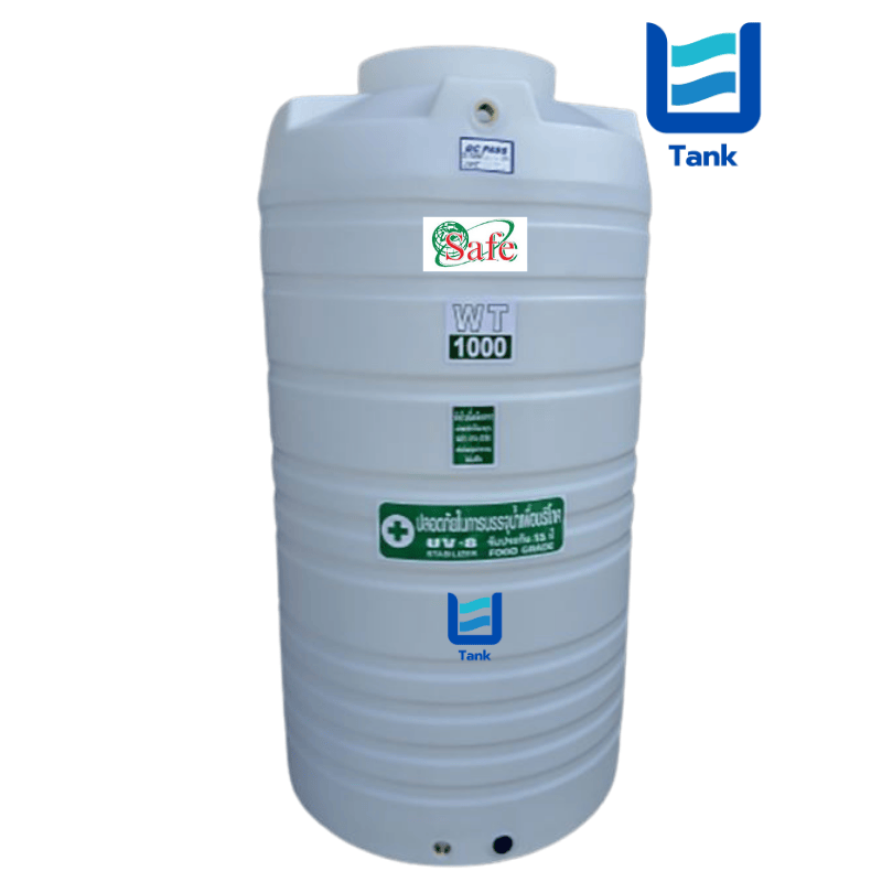 SAFE ถังเก็บน้ำ PE 1000 ลิตร สีเรียบมาตรฐาน รุ่น WT1000 มี 4 สี : ครีม,ขาว,น้ำเงิน,เทา