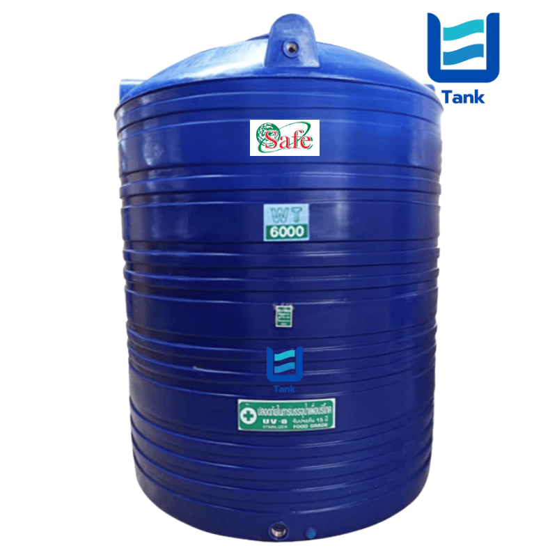 SAFE ถังเก็บน้ำ PE 6000 ลิตร สีเรียบมาตรฐาน รุ่น WT6000 มี 4 สี : ครีม,ขาว,น้ำเงิน,เทา