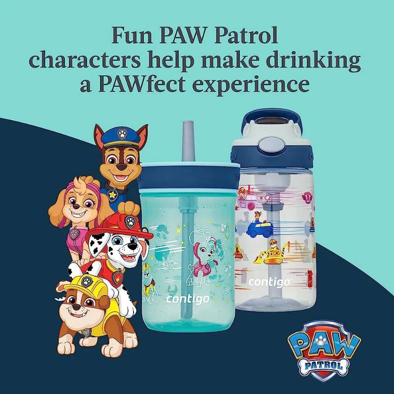 NEW!! Contigo Paw Patrol Kids Plastic Water Bottle กระติกน้ำหลอดดูด แก้วน้ำดื่มเด็กลาย Paw Patrol