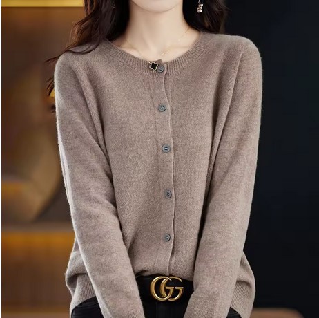 Knit Sweater Crewneck Cardigan Coat Autumn And Winter New Middle-Aged And Elderly Women's Fashion
