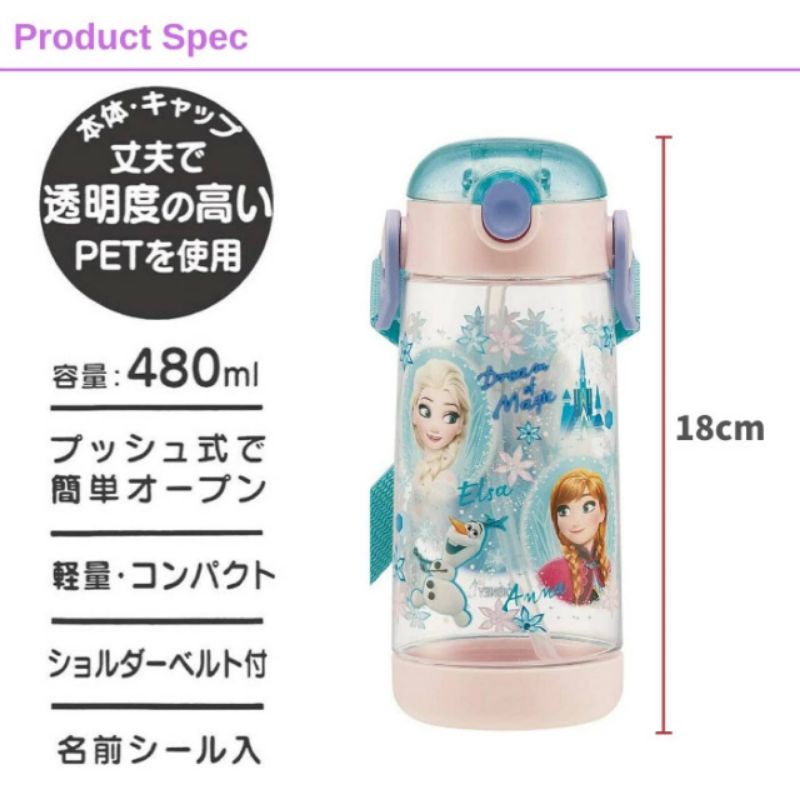 NEW 2025 Skater - One push straw bottle กระติกน้ำหลอดเด้ง ขนาด 480ml. จากญี่ปุ่น