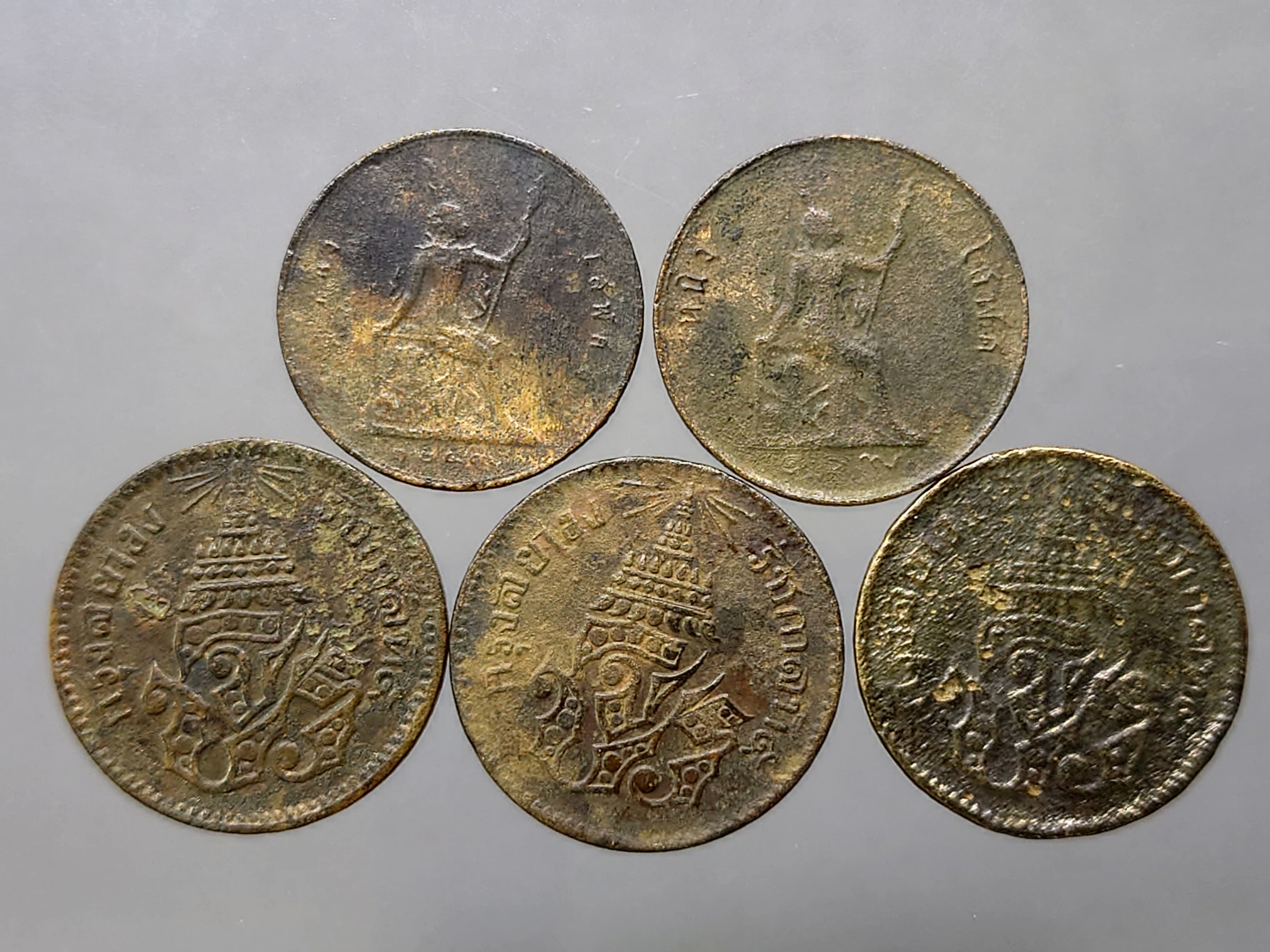 ชุด 5 เหรียญ เหรียญโสฬส ทองแดง พระสยาม.-ช่อชัยพฤกษ์ วินเทส