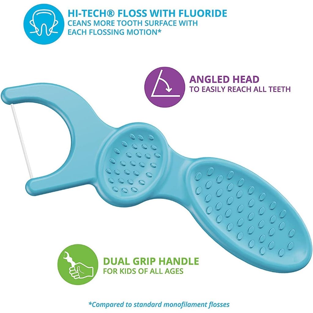 Plackers Kids Flossers ไหมขัดฟันแบบมีด้ามจับสำหรับเด็ก 1 ห่อ บรรจุ 75 ชิ้น จากอมริกา