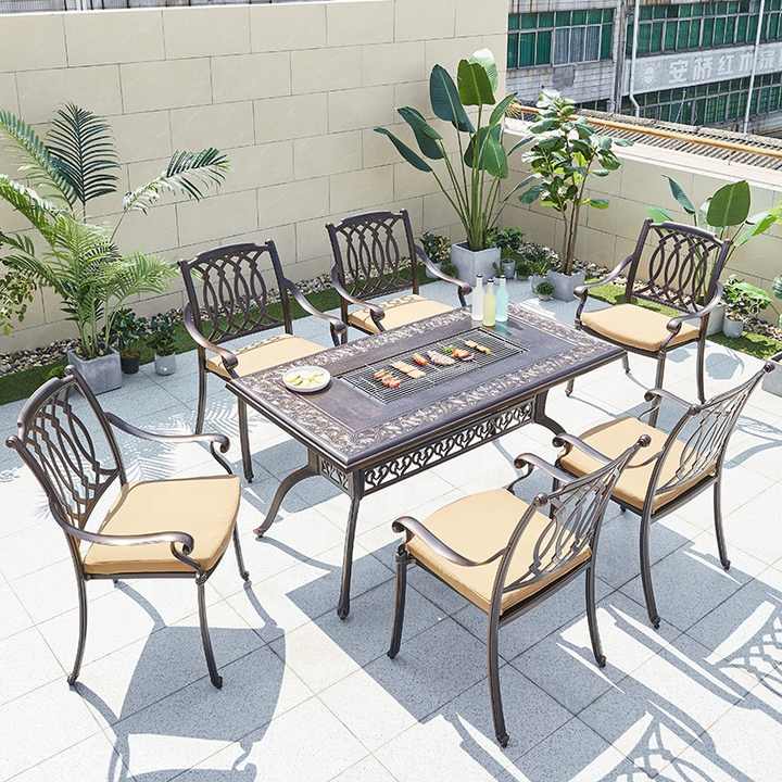 High end bistro cast aluminum chair metal dining leisure outdoor garden furniture
