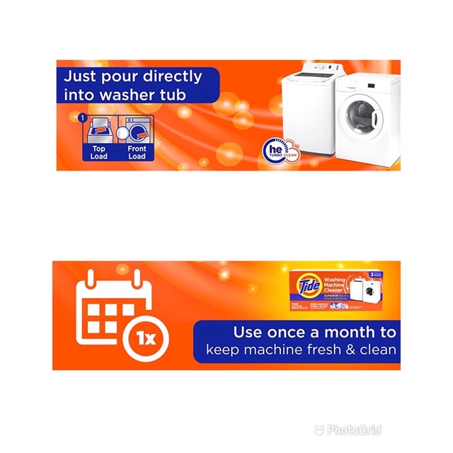 [แบ่งขาย / ซอง] ผงล้างเครื่องซักผ้า Tide washing machine cleaner, ขนาด 75g. / ซอง