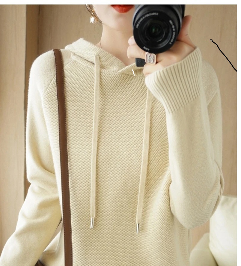 Hooded Sweater Woman Autumn Winter Long Sleeve Warm Bottoming Shirt Solid Casual Pullovers Knit Tops Korean Fashion Jumper
