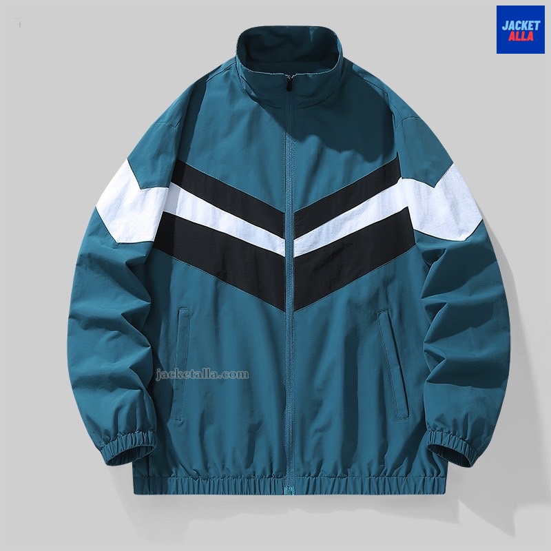 แจ็คเก็ตใหม่ Unisex หญิงชาย ฤดูใบไม้ผลิและฤดูใบไม้ร่วง เสื้อกันลมกีฬาลำลองคอปก เทรนด์สไตล์เกาหลี