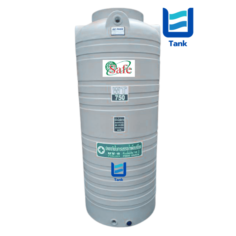 SAFE ถังเก็บน้ำ PE 750 ลิตร สีเรียบมาตรฐาน รุ่น WT750 มี 4 สี : ครีม,ขาว,น้ำเงิน,เทา